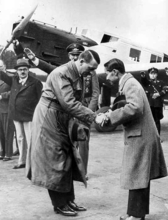 Adolf Hitler meets King Prajadhipok (Rama VII of Siam) and his wife at Tempelhof Airport in Berlin